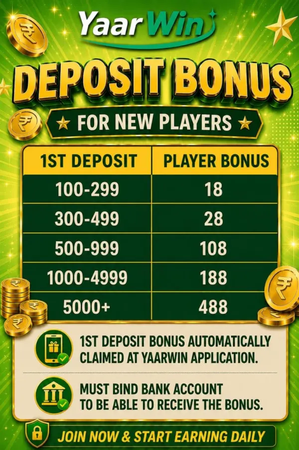 Deposit Bonus on YaarWin